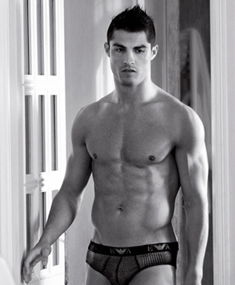 Cristiano Ronaldo for Emporio Armani photoshoot magazine, showing body and just in pants