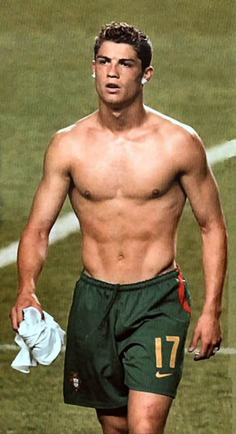 Cristiano Ronaldo body in Euro 2004, playing for Portugal, after match