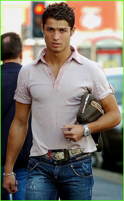 Cristiano Ronaldo in a pink gay shirt