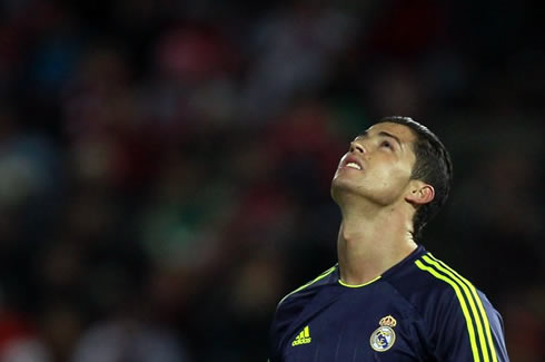 Cristiano Ronaldo feeling bad after scoring an own-goal for Real Madrid, in La Liga 2013