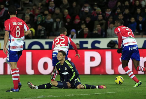 Cristiano Ronaldo doing splits but stretching his legs too much and leading to a small injury