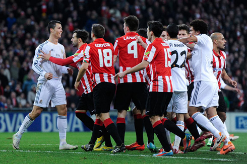 Cristiano Ronaldo red card incident in Athletic Bilbao vs Real Madrid, in 2014