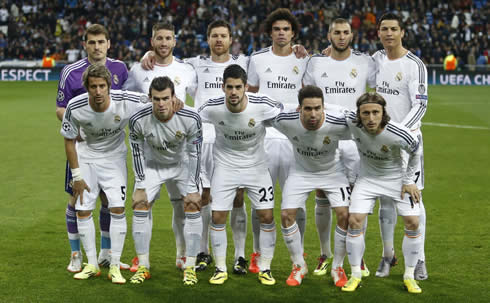 Real Madrid line-up in the 2014 Champions League quarter-finals first leg, against Borussia Dortmund