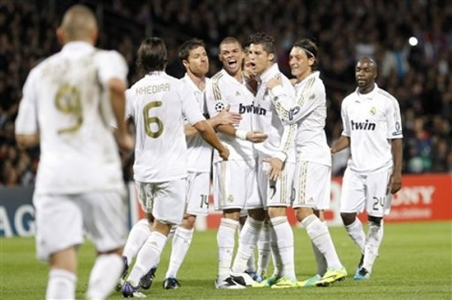 Cristiano Ronaldo joy while he celebrates with his teammates
