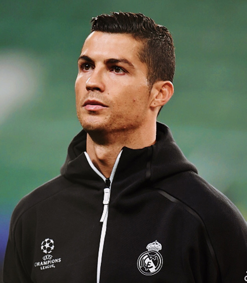 Cristiano Ronaldo during the Champions League anthem in Legia vs Real Madrid in 2016