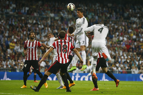 Cristiano Ronaldo header effort in Real Madrid vs Athletic Bilbao, in La Liga 2014-15