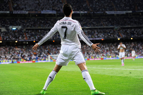 Cristiano Ronaldo trademark celebration after scoring a goal