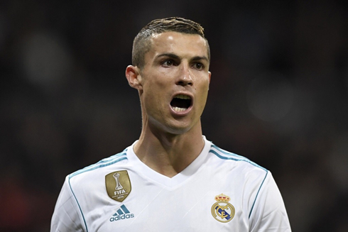 Cristiano Ronaldo screaming during a game for Real Madrid in November of 2017