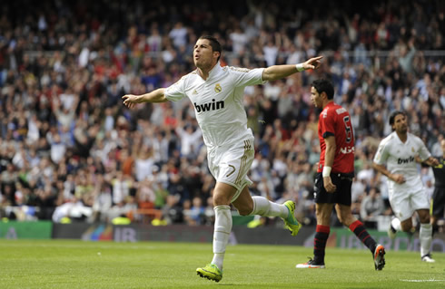 Cristiano Ronaldo runs with arms wide open