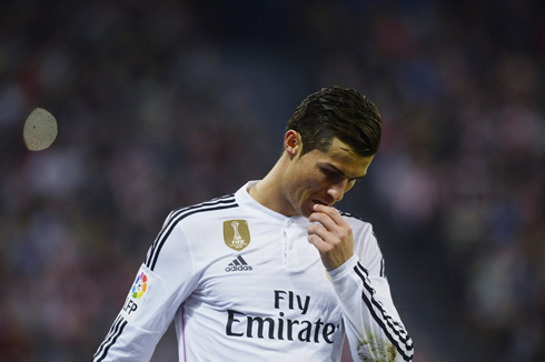 Cristiano Ronaldo very thoughtful during a Real Madrid fixture in 2015