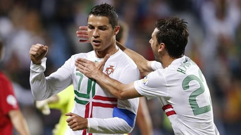 Cristiano Ronaldo showing he has no problems celebrating goals when it comes to represent Portugal, in 2012