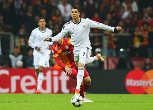 Cristiano Ronaldo in action for Real Madrid against Galatasaray, in the Champions League 2012-2013 edition