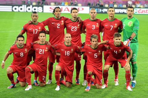 The Portuguese National Team in their debut for the EURO 2012 against Germany