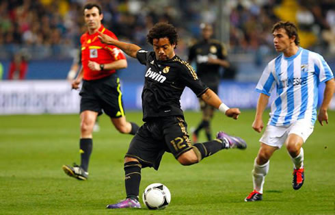 Marcelo left-foot strike against Malaga in Real Madrid 2011-2012