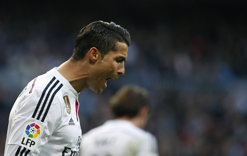 Cristiano Ronaldo reacts in despair after not being passed the ball in a game for Real Madrid