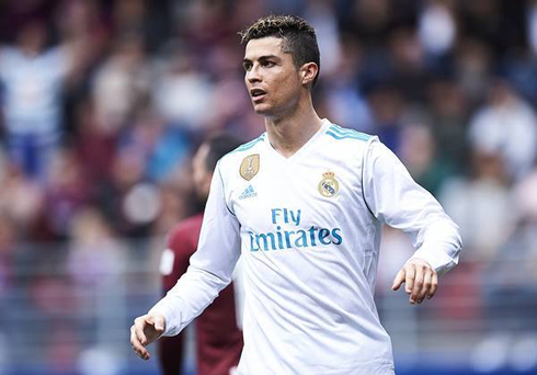 Cristiano Ronaldo wearing Real Madrid home jersey in 2018