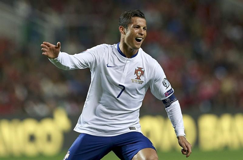 Cristiano Ronaldo joy after scoring a late winner for Portugal, in the EURO 2016 qualifiers