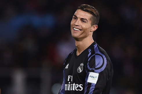 Cristiano Ronaldo smiling during the FIFA Club World Cup semifinals