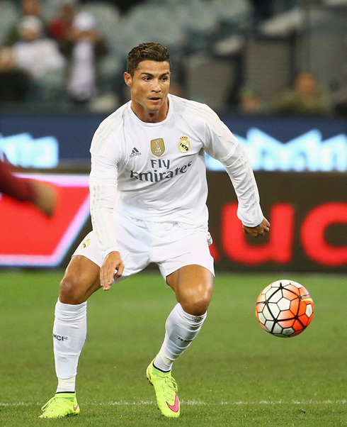 Cristiano Ronaldo in action in Real Madrid's goalless draw against Roma, in Australia