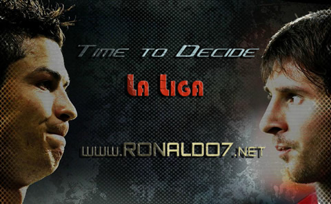 Barcelona vs Real Madrid game poster in 2012, with Cristiano Ronaldo and Lionel Messi face to face