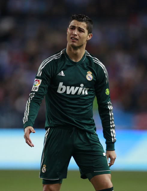 Cristiano Ronaldo reaction and sad face in Malaga 3-2 Real Madrid, for La Liga 2012-2013