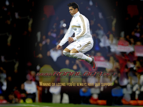 Cristiano Ronaldo: Winning or losing, you'll always have our support (FIFA Balon d'Or 2011 support message). Wallpaper in HD (1024x768)