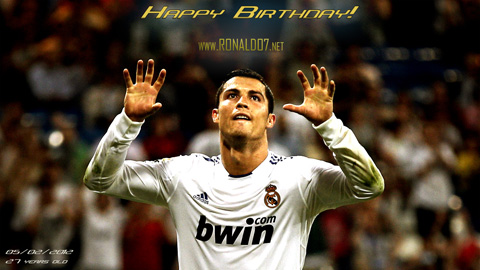 Cristiano Ronaldo Happy Birthday Poster! 27th aniversary, 5th of February 2012 (05-02-1985). Wallpaper in HD (1920x1080)