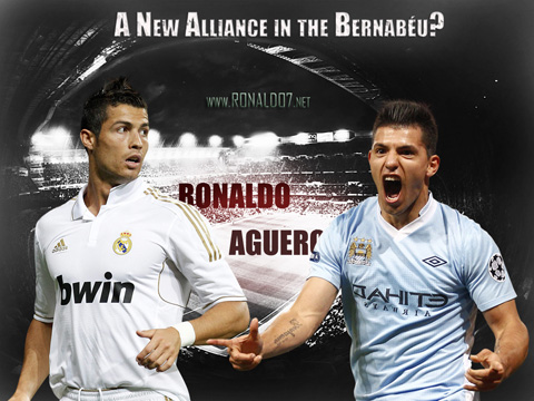 Cristiano Ronaldo Sergio Aguero wallpaper: Real Madrid and Manchester City alliance for 2012-2013. Wallpaper in HD (1024x768)