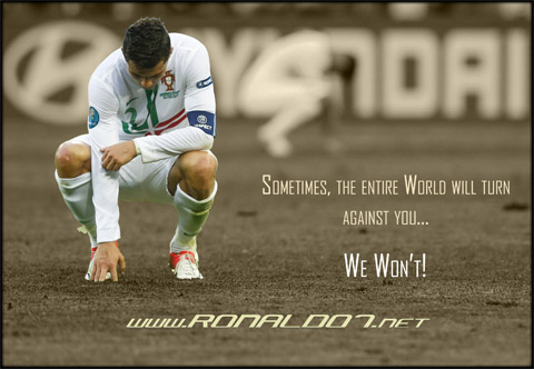 Cristiano Ronaldo - Sometimes, the entire World will turn against you, but we won't. Wallpaper in HD (2647x1830)