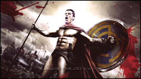 Cristiano Ronaldo - Spartan version of 300 movie. Wallpaper in HD (600x337)