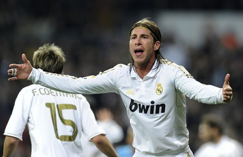 Sergio Ramos playing for Real Madrid, in 2011-2012