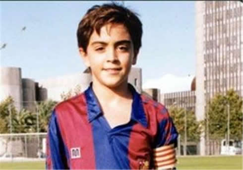 Xavi Hernandez at a very young age, when being a small kid but already Barcelona captain