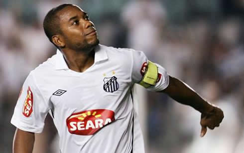 Robinho playing for Santos as the team captain
