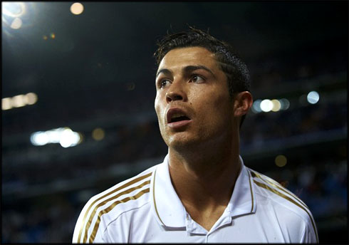 Cristiano Ronaldo surprised face in Real Madrid, in the UEFA Champions League 2012