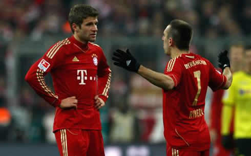 Thomas Muller and Franck Ribery, arguing and fighting in Bayern Munich 2012