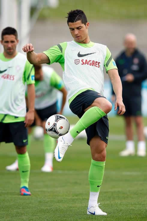 Cristiano Ronaldo juggling and doing tricks in a Portugal National Team training session, for the EURO 2012