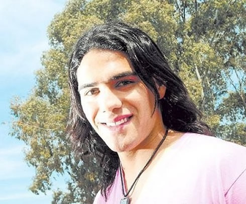 Beautiful soccer/football player, Radamel Falcao, with long black hair