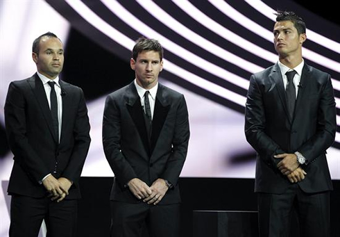 The 3 best player in Europe in 2012, Iniesta, Messi and Ronaldo