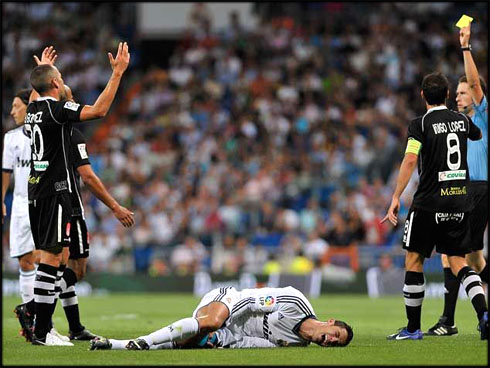 Cristiano Ronaldo gets injured in Real Madrid vs Granada, for the Spanish League 'La Liga', in 2012/2013