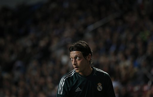 Mesut Ozil very big eyes, during a Real Madrid game in 2012-2013