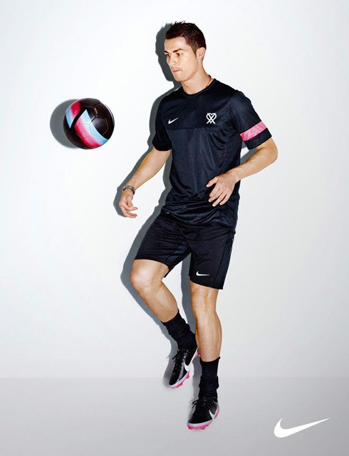Cristiano Ronaldo with his new Nike pink training clothing line, in 2012-2013