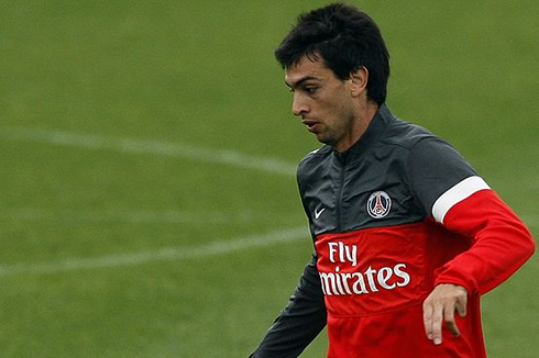 Javier Pastore in a training session for PSG, in 2012-2013