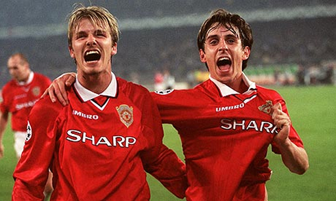 Gary Neville and David Beckham at Manchester United
