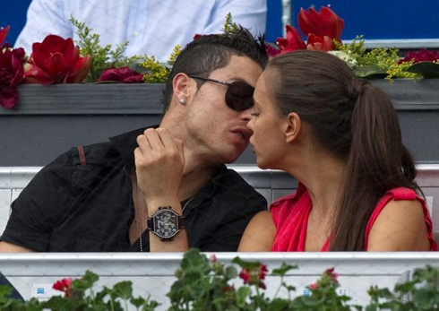Cristiano Ronaldo kissing Irina Shayk in a public event for VIP celebrities
