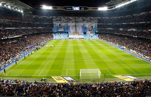 The Santiago Bernabéu fully packed for a derby night game, between Real Madrid vs Atletico Madrid, in La Liga 2012-2013