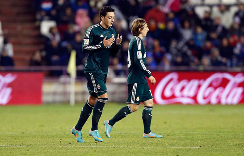 Mesut Ozil and Luka Modric, playing together in Real Madrid midfield, in 2012-2013