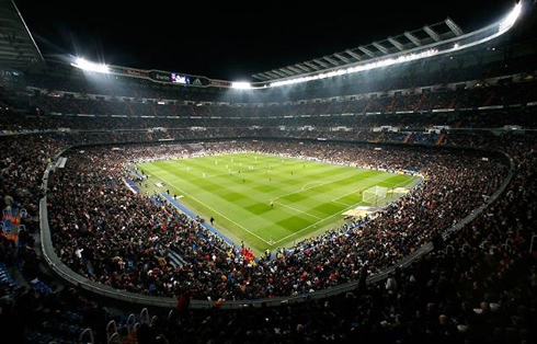 The Santiago Bernabéu fully packed in a El Clasico night, between Real Madrid vs Barcelona, in 2013
