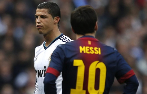 Cristiano Ronaldo and Lionel Messi go head to head in Clasico Real Madrid vs Barcelona, in 2013
