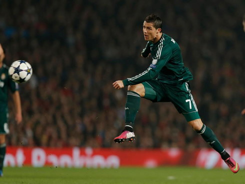 Cristiano Ronaldo powerful strike at Old Trafford, during his game for Real Madrid against Manchester United