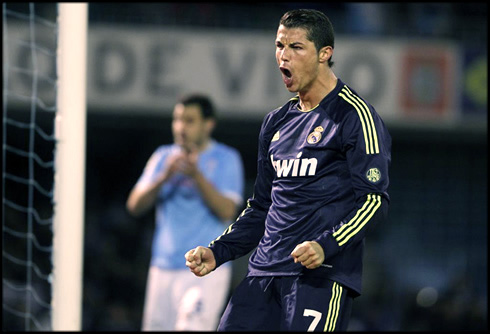 Cristiano Ronaldo funny facial expression, in Celta de Vigo 1-2 Real Madrid, in 2013